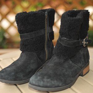UGG leather winter ankle boots for women size 10 faux fur lining SN 1006039